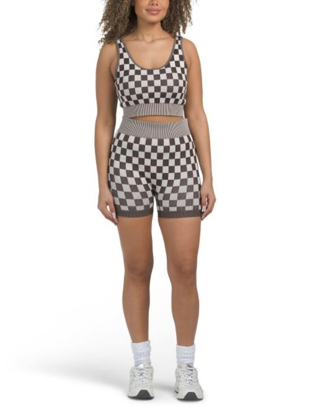 KIMBERLY C 2pc Checkmate Sports Bra And Shorts Set